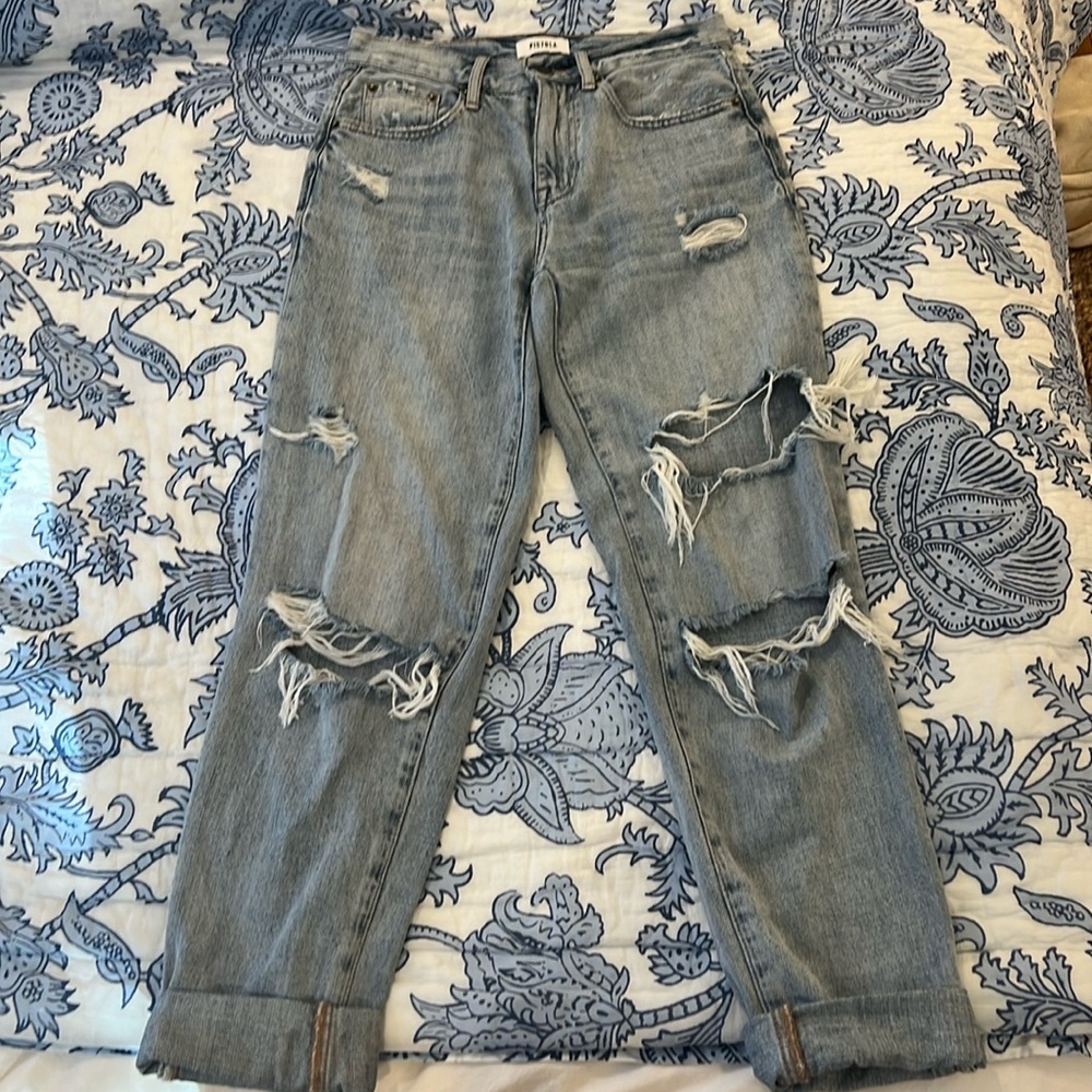Pistola straight leg high rise light wash jeans